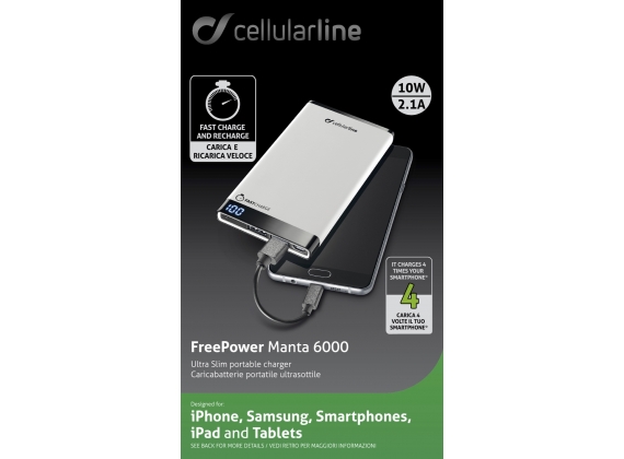 Cellularline - Powerbank - free power manta 6000mAh - Wit