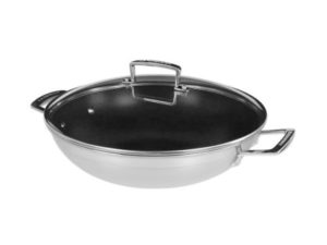 Le Creuset - RVS wok met anti-aanbaklaag en glazen deksel 30cm 4,8l