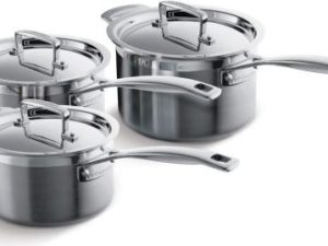 Le Creuset - RVS set van 3 steelpannen, 16cm / 18cm / 20cm