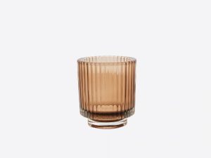 Point-Vergule - Theelichthouder glas - Mokka - 10cm