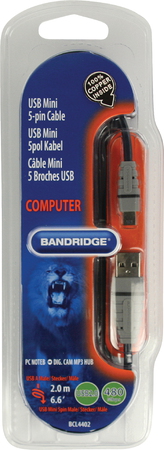 Bandridge - USB Mini 5-pin Kabel - 2.0 m