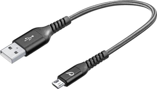 Cellularline - Usb kabel -kevlar micro-usb 15 cm - zwart