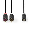 Nedis - Stereo-Audiokabel 2x RCA Male | 3,5 mm Female | Verguld | 1.00 m | Rond
