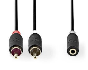 Nedis - Stereo-Audiokabel 2x RCA Male | 3,5 mm Female | Verguld | 1.00 m | Rond Nedis - Stereo-Audiokabel 2x RCA Male | 3,5 mm Female | Verguld | 1.00 m | Rond