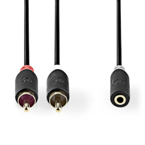 Nedis - Stereo-Audiokabel 2x RCA Male | 3,5 mm Female | Verguld | 1.00 m | Rond