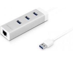 3 port USB 3.0 hub & Gb Ethernet adapter - Alu