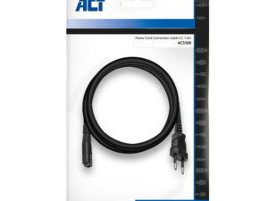 ACT - Powercord Euro male - C7 female black 1.5 m, Zip Bag