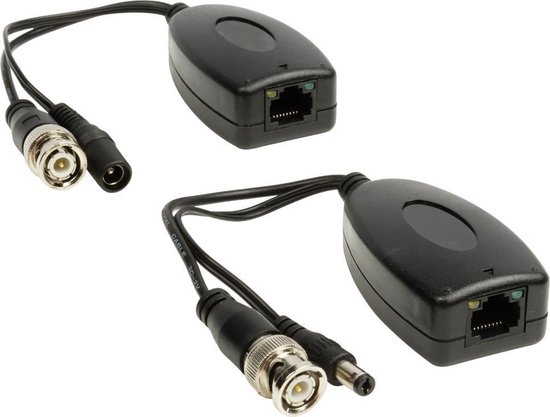 KONIG - Videobalun met RJ45-connector en DC-stek