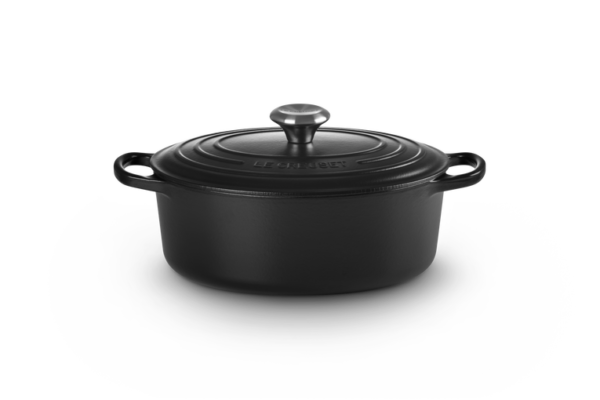 LE CREUSET - OVALE BRAAD-/STOOFPAN 27CM MATTE BLACK RS KNOP