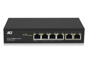 ACT - 6 poorts, netwerkswitch, 10/100Mbps. 4x PoE+ (30W) poorten