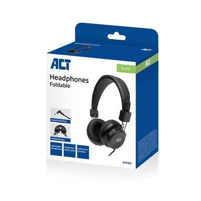 ACT - OPVOUWBARE STEREO HOOFDTELEFOON MET 3.5MM AUDIO-AANSLUITING