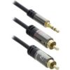 EWENT - Audiokabel - stereo ministekker (M) naar RCA x 2 (M) - 1.5 m - beschermd - zwart