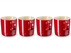 Le Creuset - Aardewerken set mokken per 4 in Metallic Cerise 0,35l