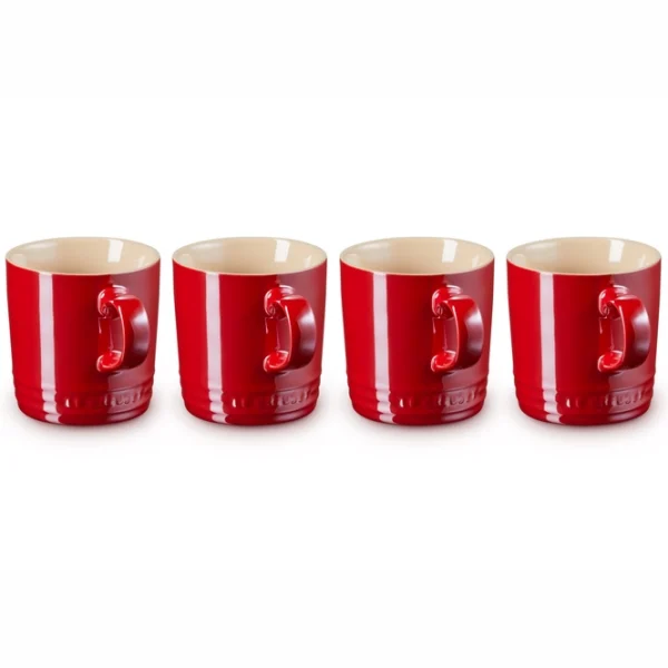 Le Creuset - Aardewerken set mokken per 4 in Metallic Cerise 0,35l