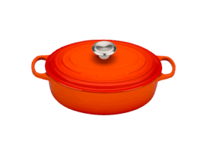 LE CREUSET - Stoofpan Ovaal Laag in Geëmailleerd Gietijzer 27 cm / 3.4L ORANJEROOD