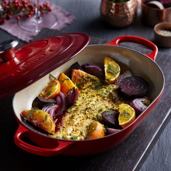 Le Creuset * OBLONG BRAAD STOOFPAN 31cm CERISE
