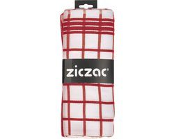 ziczac Thee- en keukendoek geblokt - Set van 3 - 55x75 cm - Rood