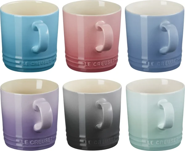 LE CREUSET-Mokken Set van 6 Pastel in Aardewerk LE CREUSET-Mokken Set van 6 Pastel in Aardewerk