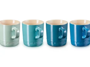 LE CREUSET - Aardewerken Set Mokken per 4 in Metallic Cool Mint, Caribbean Blue, Deep Teal, Marseille 0,35l LE CREUSET - Aardewerken Set Mokken per 4 in Metallic Cool Mint, Caribbean Blue, Deep Teal, Marseille 0,35l