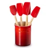 LE CREUSET - Silicone Set met 4 Premium Spatels in Spatelpot Kersenrood