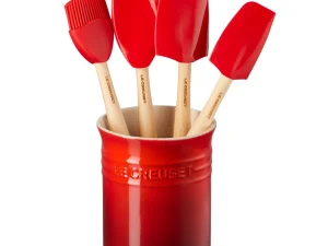 LE CREUSET - Silicone Set met 4 Premium Spatels in Spatelpot Kersenrood LE CREUSET - Silicone Set met 4 Premium Spatels in Spatelpot Kersenrood