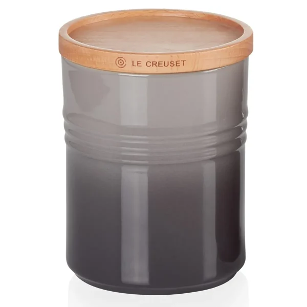 LE CREUSET - Voorraadpot Aardewerk Houten Deksel Flint LE CREUSET - Voorraadpot Aardewerk Houten Deksel Flint