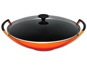 LE CREUSET - WOK RD Tradit. CI 36cm Flame GlazenDksl LE CREUSET - WOK RD Tradit. CI 36cm Flame GlazenDksl